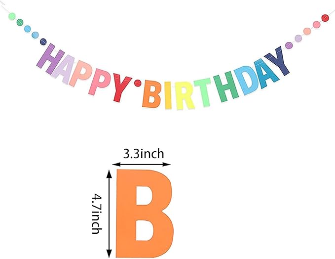 Happy Birthday Banner, Personalized Colorful Gradient Letters Banner, Rainbow Red Party Supplies Cute Paper Flag Gold Letters Eco Reusable for Adult,Kids,Girl,Women