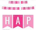 Andaz Press Personalized Hanging Pennant Banner Party Decorations, Pink, Fuchsia Hot Pink, Happy 4th Birthday Olivia, 1-Pack, Approx. 5-Feet, Custom Name and Number