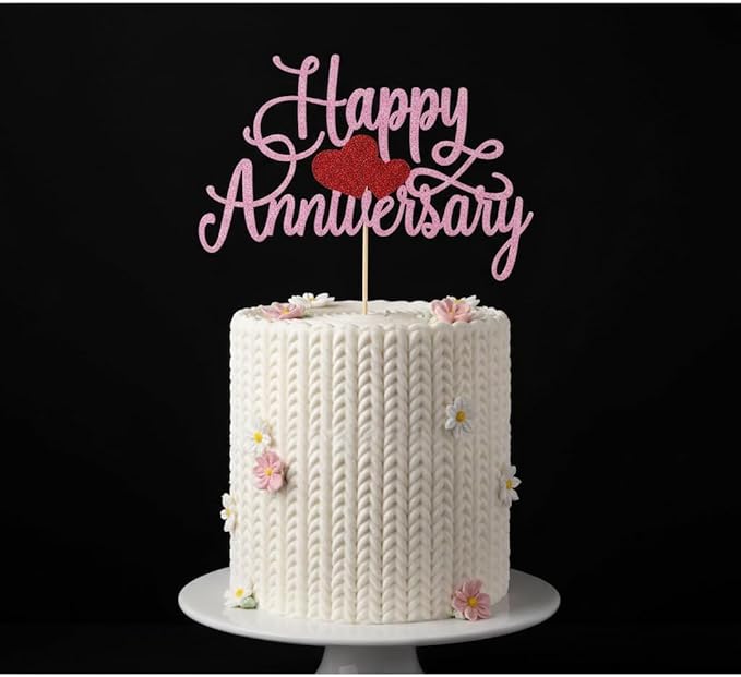 Kaoenla Happy Anniversary Cake Topper - Company Anniversary,Wedding Wedding Anniversary,Birthday Party Selected Decoration Supplies