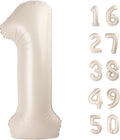 40 Inch Milk White Balloon Number 1 First Birthday Jumbo Mylar Foil Helium Cream Balloon for 10 11 12 13 14 15 21 31 Birthday Digital for Birthday Party Wedding Anniversary Party Decorations