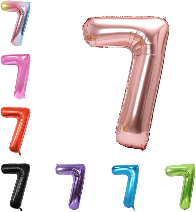 40 Inch Large Foil Helium Number Balloon Birthday Wedding Party 0-9 (Rose Gold, 7)