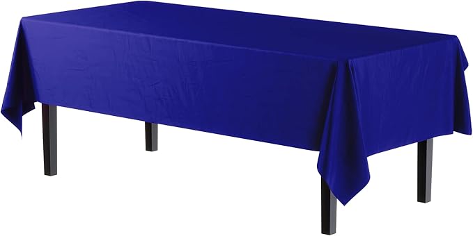 Exquisite Party Solids 6-Pack Premium Plastic Tablecloth 54in. x 108in. Rectangle Plastic Table Cover - Navy