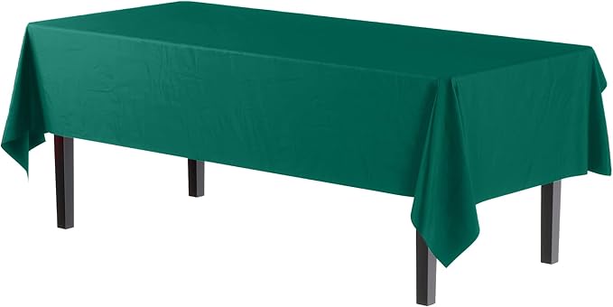 Exquisite Party Solids 6-Pack Premium Plastic Tablecloth 54in. x 108in. Rectangle Plastic Table Cover - Dark Green