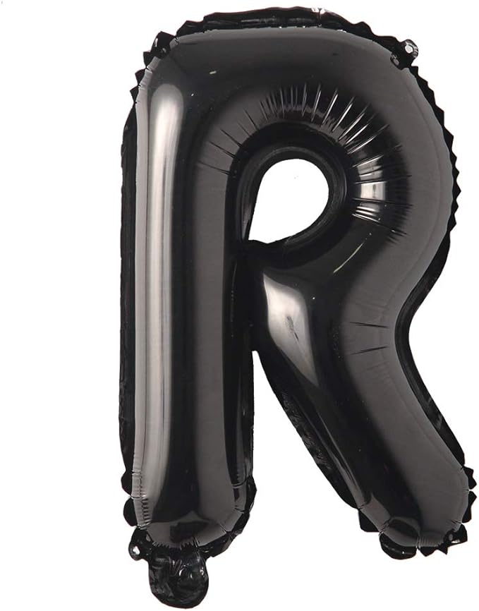 16" inch Single Black Alphabet Letter number Balloons Aluminum Hanging Foil Film Balloon Wedding Birthday party decoration banner Air Mylar Balloons (16 inch Black R)
