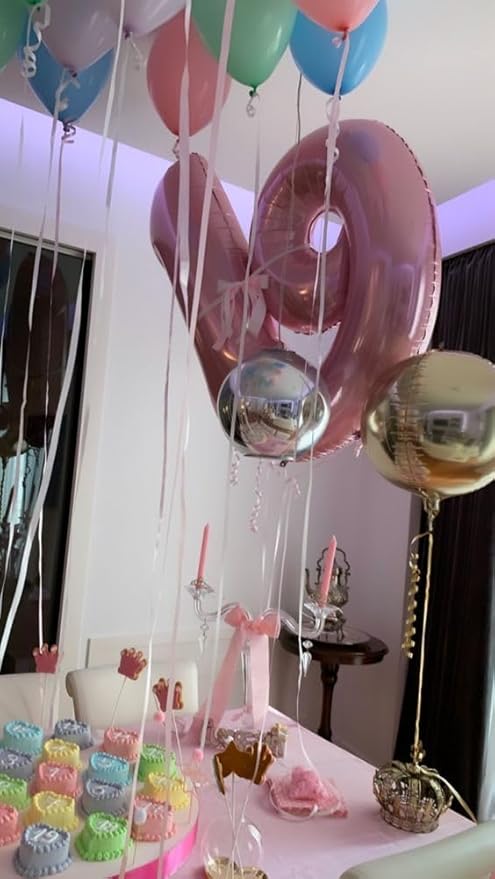 40 Inch Number 7 Balloon, Pearl Pink Seven Birthday Decor, 7 17 27 70 Year Old Balloon Number for Engagement, Wedding, Graduations