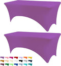Table Covers for 6 Foot Tables, 2 Pack Purple Washable and Wrinkle Resistant Stretch Tablecloths Rectangle 6ft for Events, Wedding, Banquets, Parties