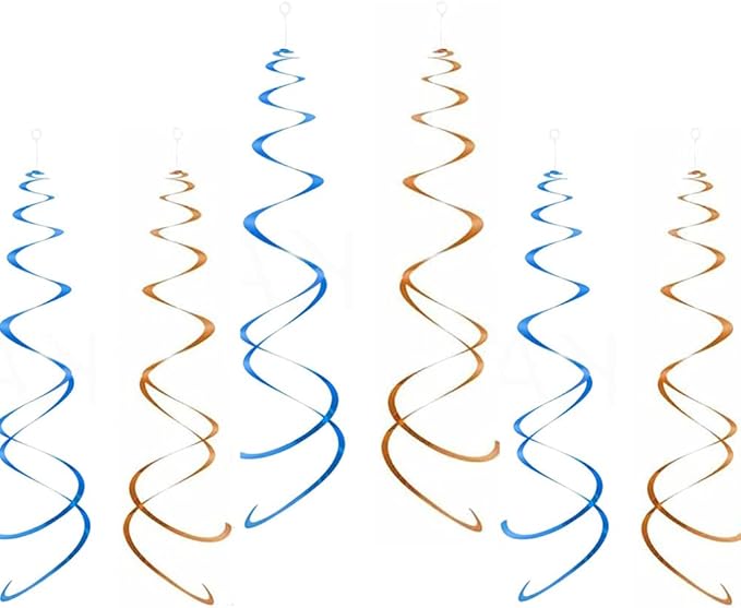 Star Party Hanging Swirls, 20 PCS, Blue Orange Foil Ceiling Party Favors for Wicked Decorations, Birthday,Babyshower,Graduation