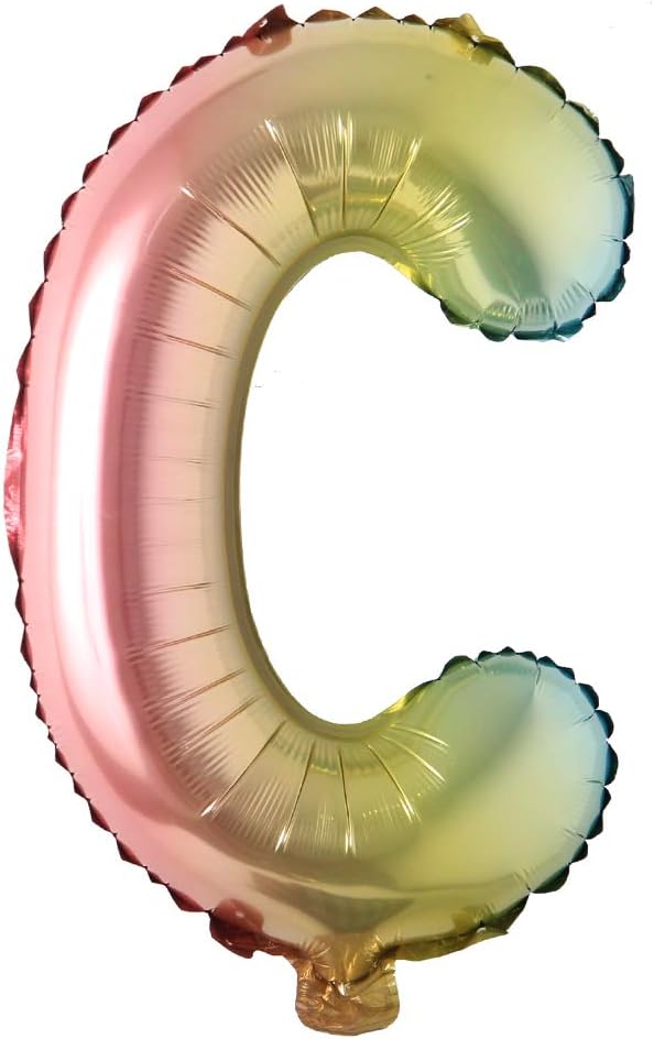 16 inch gradient rainbow Letter number balloons unicorn party foil balloon baby shower 1 birthday party decorations kids numbers Air ball (16 Inch Rainbow C)