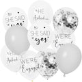 Engagement Party Balloons HE ASKED,SHE SAID Yes WE'RE ENGAGED Balloons Silver Confetti Latex Balloon for Bridal Shower Engagement Bachelorette Wedding Party Decoration