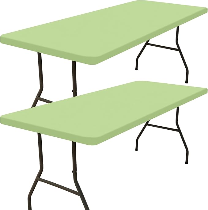 Smiry 2 Pack Rectangle Picnic Table Cloth, Waterproof Elastic Fitted Tablecloths, Washable Polyester Rectangular Patio Table Cover for Camping, Indoor and Outdoor (Sage Green, 30"x72")