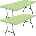 Smiry 2 Pack Rectangle Picnic Table Cloth, Waterproof Elastic Fitted Tablecloths, Washable Polyester Rectangular Patio Table Cover for Camping, Indoor and Outdoor (Sage Green, 30"x72")