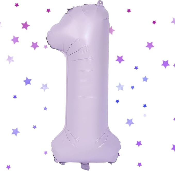40 Inch Purple Number Balloons Light Purple 1 Balloon Matte Purple Birthday Balloons 0-9 Birthday Wedding Party digital Decorations (Number 1)