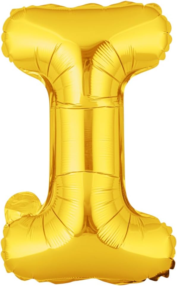 Restaurantware-Balloonify 16 Inch Letter Balloon, 1 Alphabet Party Balloon - Letter I, Self-Sealing, Gold Foil Mylar Finish, Hanging Loop, Decoration For Birthday, Wedding, Or Graduation
