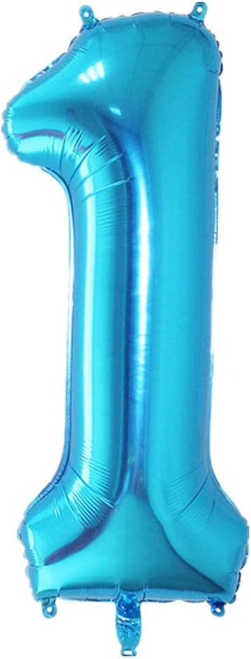 40 Inch Large Foil Helium Number Balloon Birthday Wedding Party 0-9 (Blue, 1)