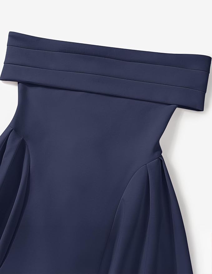 ZESICA Summer 2026 Cocktail Dresses for Women's Off Shoulder Short Sleeve Swing A Line Wedding Evening Party Midi Dress