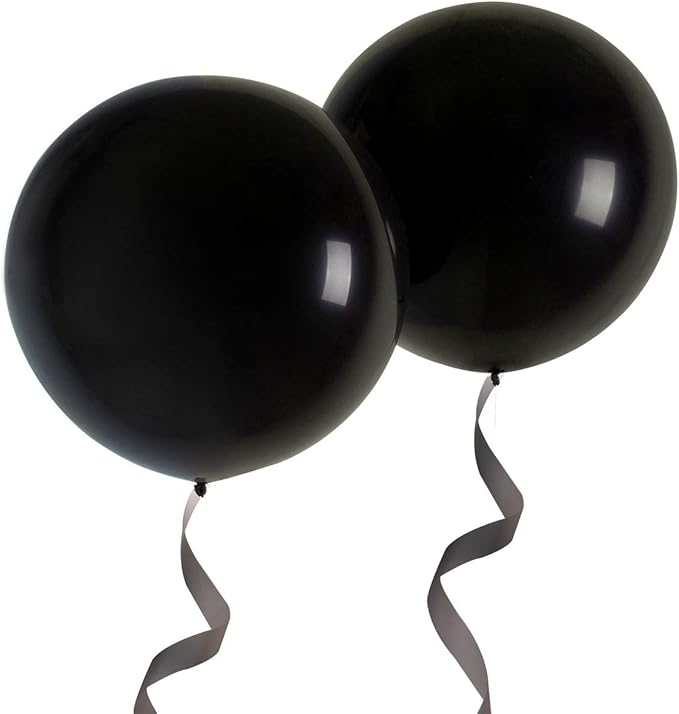 36 Inch Giant Round Balloons 6 Packs Black Latex Balloons for Photo Shoot Wedding Baby Shower Birthday Party Decorations