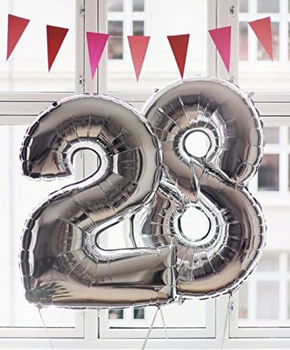 Glanzzeit 16 Inch Silver Foil Balloons Letters A to Z Numbers 0 to 9 for Prom Wedding Birthday Party Decor (Number 8)