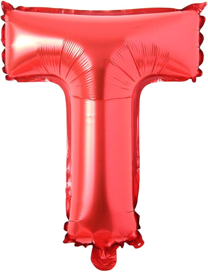 16" inch Single Red Alphabet Letter number Balloons Aluminum Hanging Foil Film Balloon Wedding Birthday party decoration banner Air Mylar Balloons (16 inch red T)