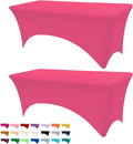 Table Covers for 6 Foot Tables, 2 Pack Fuchsia Washable and Wrinkle Resistant Stretch Tablecloths Rectangle 6ft for Events, Wedding, Banquets, Parties