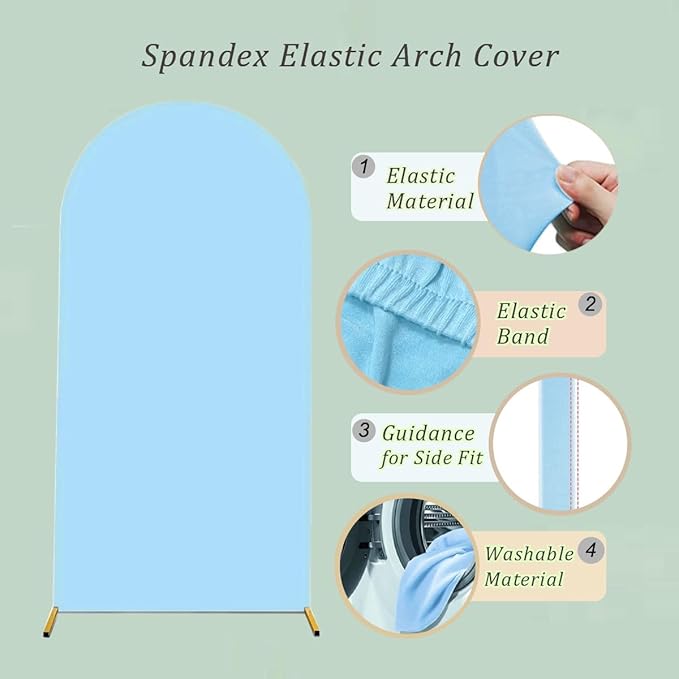 Wedding Arch Cover (7.2FT, 6.6FT, 6FT) Set of 3 Arch Backdrop Spandex Cover for Birthday Party Baby Shower Ceremony Banquet Decoration (Dusty Blue, 7.2FT,6.6FT,6FT)