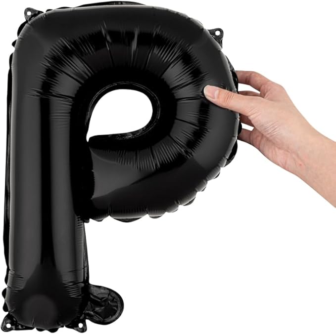 Restaurantware Balloonify 16 Inch Letter Balloon 1 Alphabet Party Balloon - Letter P Self-Sealing Black Foil Mylar Balloon Hanging Film Decoration For Birthday Wedding Or Graduation