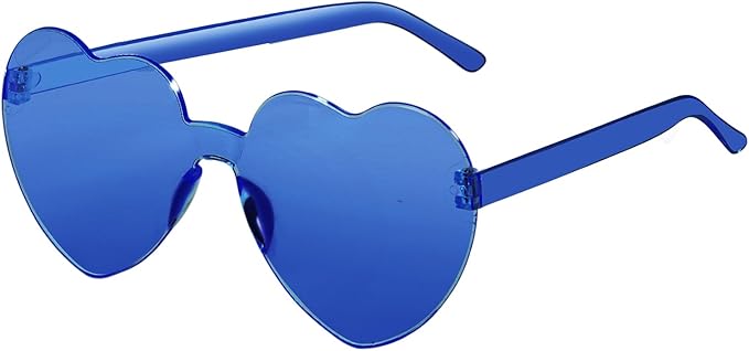 12 Pairs Heart Shaped Sunglasses for Women Colorful Glasses Fun Trendy Transparent Heart Sunglasses Party Favor (1 Pair-Dark Blue)