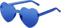 12 Pairs Heart Shaped Sunglasses for Women Colorful Glasses Fun Trendy Transparent Heart Sunglasses Party Favor (1 Pair-Dark Blue)