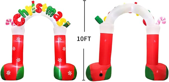 10 FT Christmas Inflatables Outdoor Yard Decorations, Giant Outdoor Christmas Blow up Archway/Arch, Blowups Build-in LED Light for Holiday Party Xmas New Year Outside Patio Garden Lawn Winter