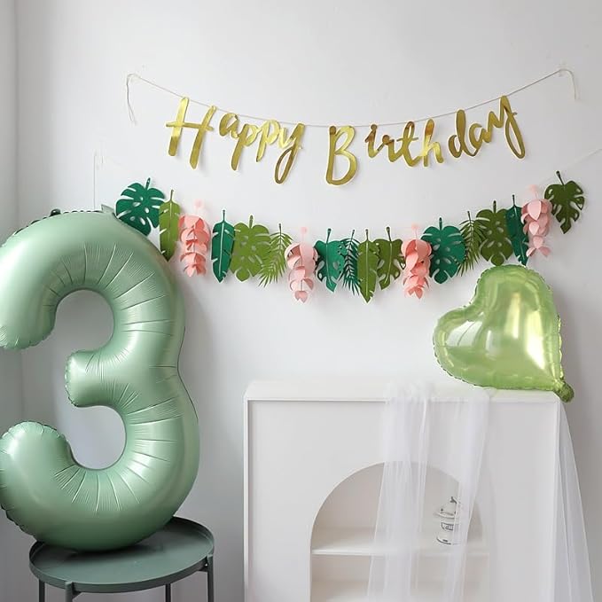 Green Number 3 Balloon 40 Inch Olive Green Foil Balloon Sage Green 3 Balloons Mylar Helium Balloon for Birthday Party Decorations Girls Boys Baby Shower Wedding Anniversary Decoration (Number 3)