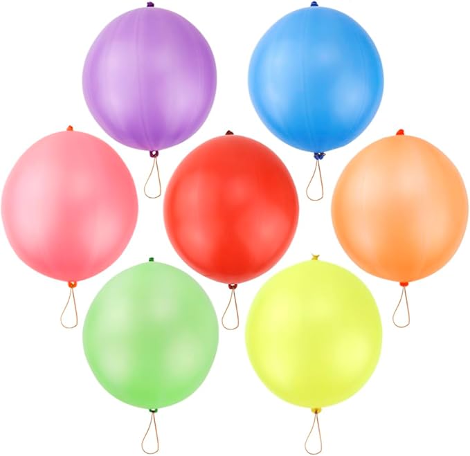 rubfac 25Pcs Punch Balloons, Party Favors for Kids, Thickened Heavy Duty Neon Punching Bouncy Balloon for Easter Egg Fillers,Birthday Party Goodie Bag Stuffers Exciting Outdoor Play Supply