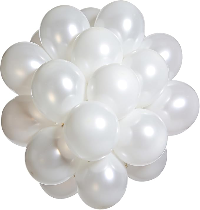 Pearl White Balloons 12 Inch 50PCS Matte Balloons Round Pearlized White Latex Balloons for Wedding Birthday Christmas Baby Shower Anniversary Backdrop White Theme Party Arch Decorations