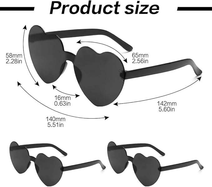 Heart Sunglasses 2 Pairs Heart Shaped Sunglasses Womens Heart Glasses Rave Sunglasses for Women Party Favors