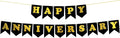 Happy Anniversary Banner Black Banner Wedding Anniversary Happy Birthday Party Decoration Supplies for Anniversaries, Baby Showers