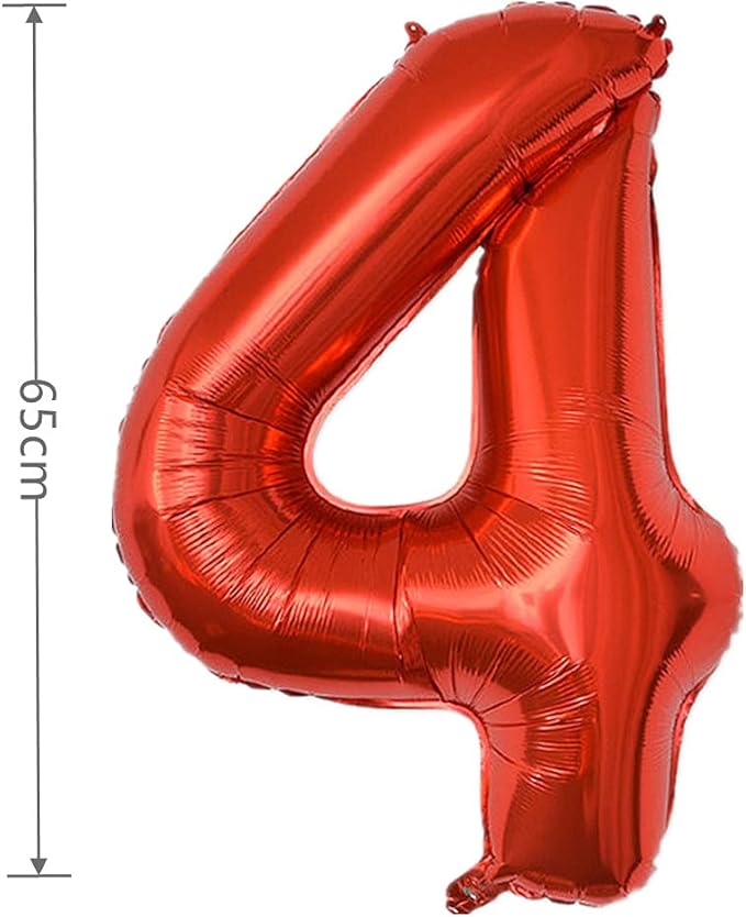 YPSelected 32 Inch Large Foil Helium Number Balloon Birthday Wedding Party 0-9 (Red, 4)