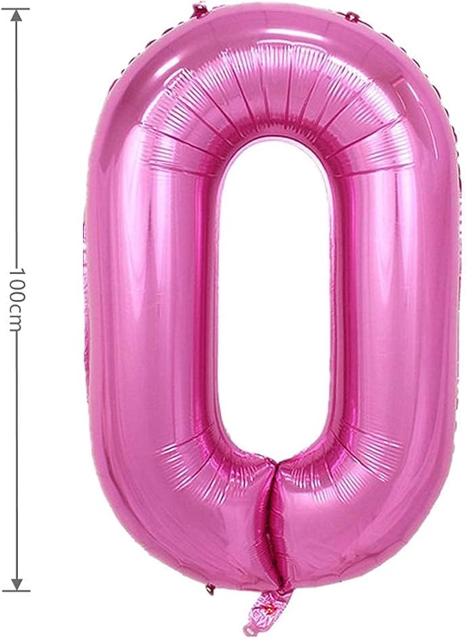 40 Inch Large Foil Helium Number Balloon Birthday Wedding Party 0-9 (Pink, 0)