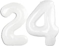 40 Inch White Number 24 Digital Balloon,Jumbo Mylar Foil Helium Balloon for 24 Balloons for Birthday Party,Wedding Anniversary Party Decorations