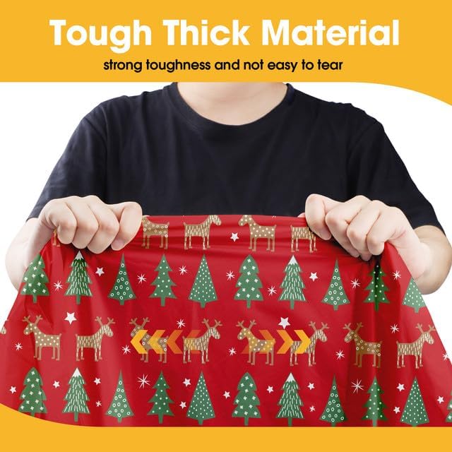 Christmas Red Plastic Table Cloth - 4 Pack 54" × 108" Rectangle Disposable Tablecloths for 6FT Tables, Table Cover for Party, Holiday & Gathering Use