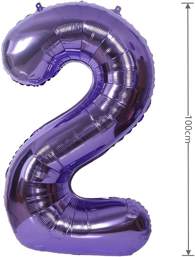 40 Inch Large Foil Helium Number Balloon Birthday Wedding Party 0-9 (Purple, 2)