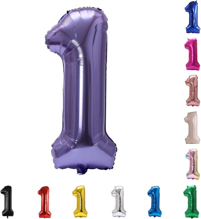 YPSelected 32 Inch Large Foil Helium Number Balloon Birthday Wedding Party 0-9 (Purple, 1)