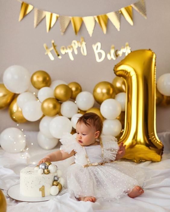 40 Inch Large Numbers Balloon, 4 Gold Ballon for 4th 14 40 44 Birthday Party, Balloon 4 Number for Graduations Wedding Supplies