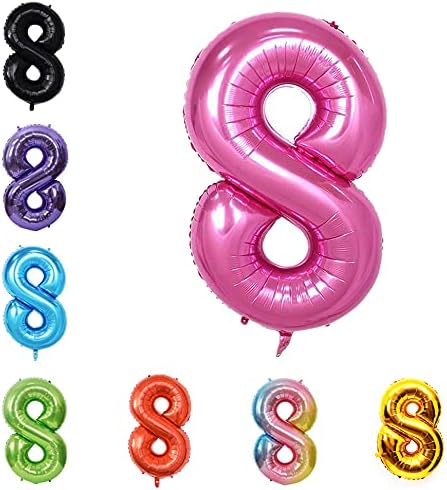 40 Inch Large Foil Helium Number Balloon Birthday Wedding Party 0-9 (Pink, 8)