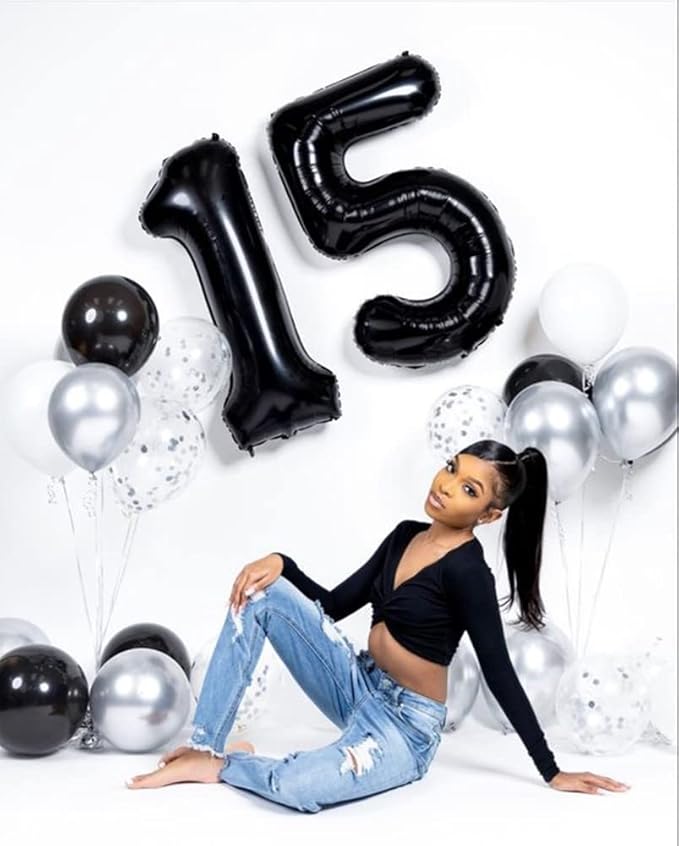 40 Inch Large Numbers Balloon, 4 Black Ballon for 4th 14 40 44 Birthday Party, Balloon 4 Number for Graduations Wedding Supplies
