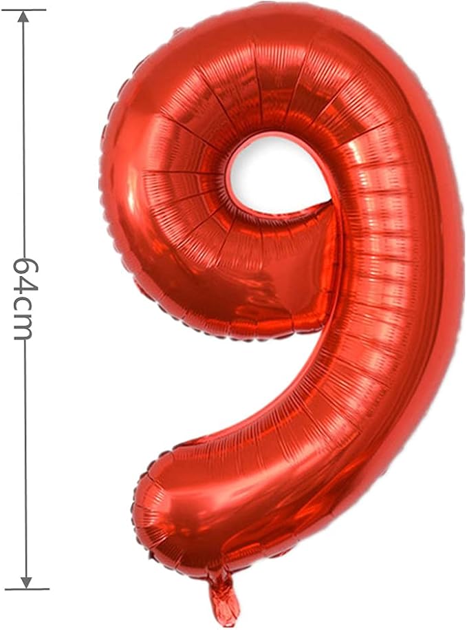 YPSelected 32 Inch Large Foil Helium Number Balloon Birthday Wedding Party 0-9 (Red, 9)