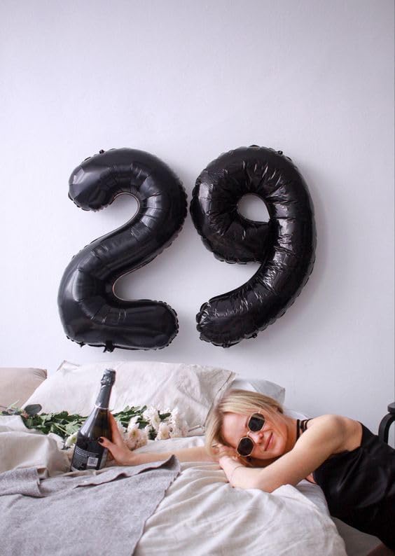 Black Number 17 Balloon 40 inch, 17 Number Balloons, 17th Black Birthday Decorations, 17 Year Old Girls Boys Party Supplies