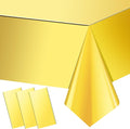 3 Pack Gold Plastic Tablecloth, Disposable Rectangle Table Covers, Holographic Metallic Foil Tablecloth Gold Party Supplies Decorations for Birthday Graduation Anniversary Bachelorette, 54x108Inch