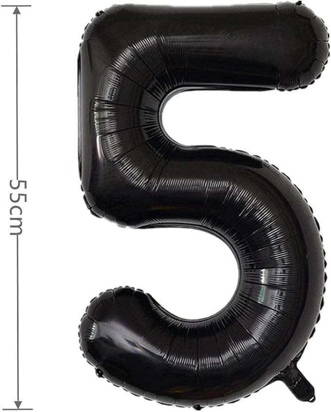 YPSelected 32 Inch Large Foil Helium Number Balloon Birthday Wedding Party 0-9 (Black, 5)
