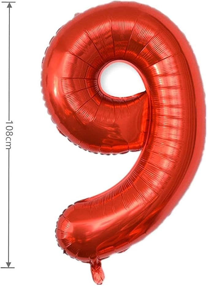 40 Inch Large Foil Helium Number Balloon Birthday Wedding Party 0-9 (Red, 9)