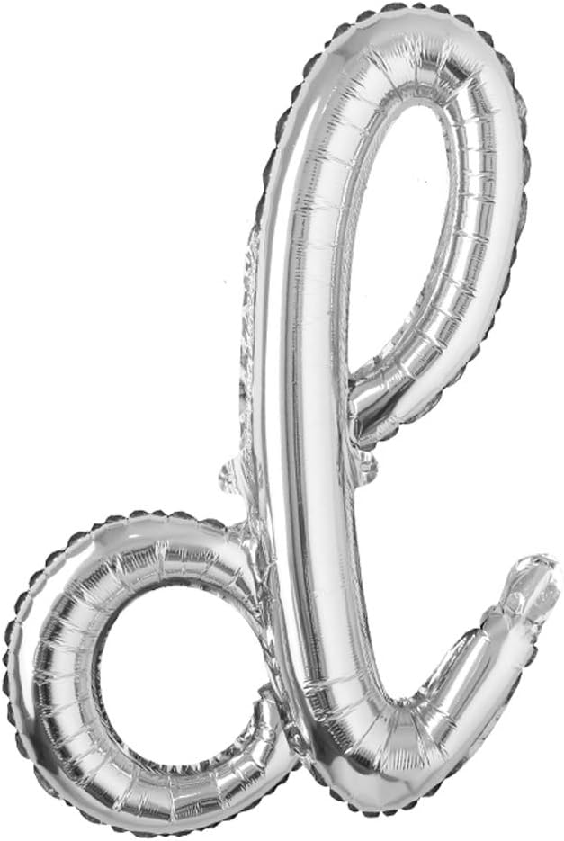 18 inch silver lowercase Happy Birthday Balloon Letter Ballon Wedding Balloon Birthday Party Decorations Kid Adult Name Baloon (18 inch Silver d)