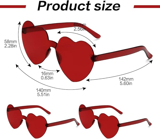 Heart Sunglasses 2 Pairs Heart Shaped Sunglasses Womens Heart Glasses Rave Sunglasses for Women Party Favors