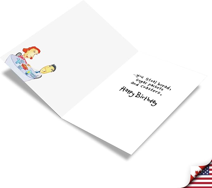 NobleWorks - 1 Funny Birthday Card for Women, Wife - Happy Bday Cartoon, Woman Notecard w/Envelope - Nice Restaurant C3336BDG